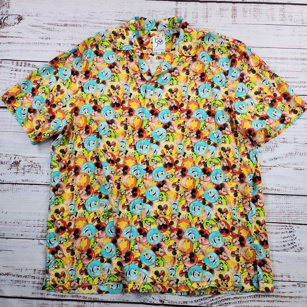 Reyn Spooner Walt Disney World 50th Anniversary Men's XL Rayon Camp Shirt